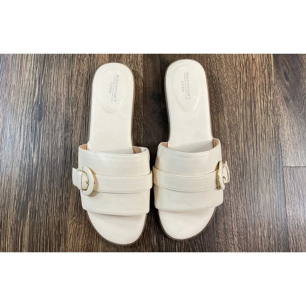 Rockport Trutech Women's Yara Size 8 White Cushioned Slide Sandals C17938 -New‎